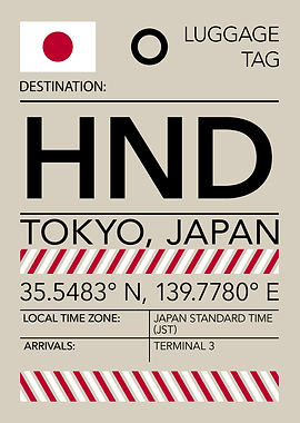 HND Tokyo, Japan Airport Luggage Tag