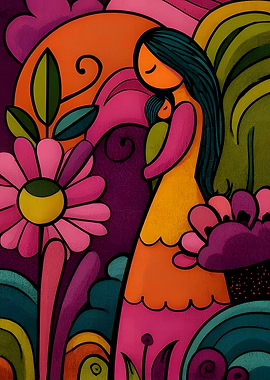 Mother and Child in Floral Garden