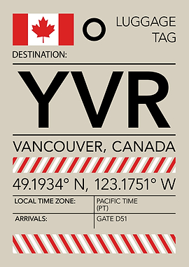 YVR Vancouver, Canada Airport Luggage Tag