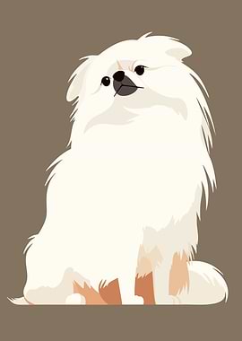 Cute Pomeranian Dog Minimalist Art Illustration