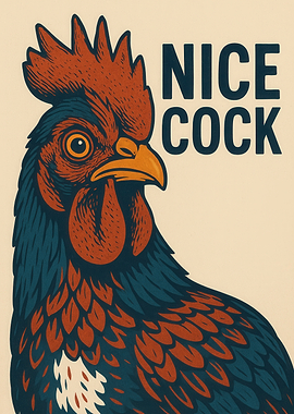 Nice Cock Rooster Bathroom Illustration