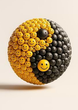Yin Yang Smiley Face Sphere