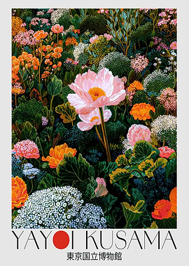 Yayoi Kusama Print maximalist sage green Japanese Wall Art Japandi Polkadot Art Dopamine Decor Botanical Wall Art