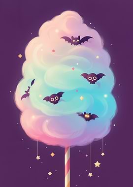 Halloween Cotton Candy with Bats