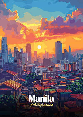 Manila Philippines Cityscape at Sunset