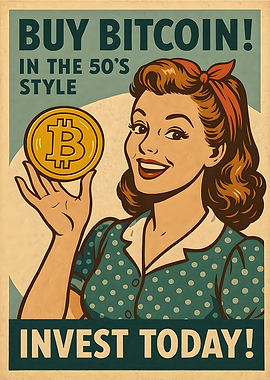Buy Bitcoin 50s Style Poster