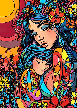 Mother and Child Floral Embrace