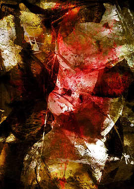 Abstract Red and Gold Textured Art