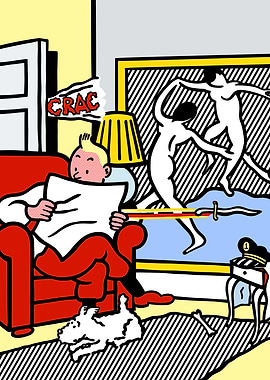 ROY LICHTENSTEIN | Tintin Reading Newspaper