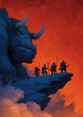 Fantasy Adventure with Giant Creature