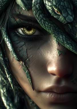 Medusa Portrait with Snakes