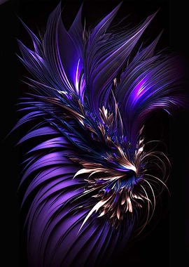 Abstract Purple and Gold Floral Design