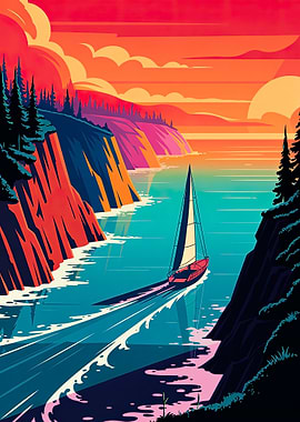 Crimson Cliffs – Turquoise Fury at Sunset