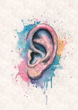 Watercolor Ear Anatomy Art