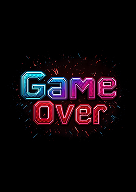 Game Over – Neon Retro Gaming Poster
