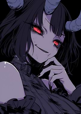 Demon Girl with Red Eyes