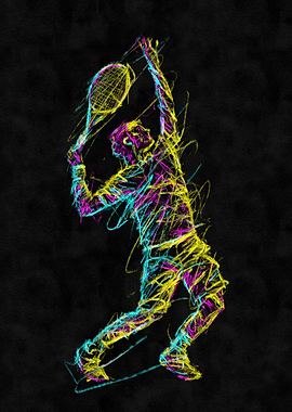 Tennis Player Serving Abstract Art