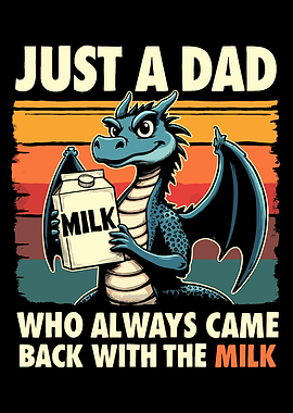 Dragon Dad with Milk Cartoon Illustration
