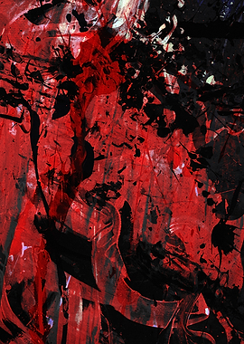 Abstract Red and Black Painting
