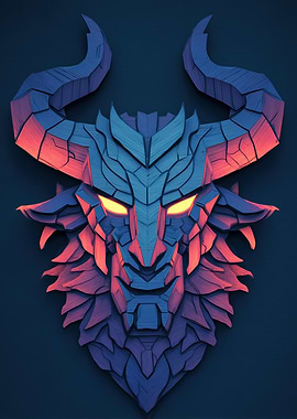 Stylized Demon Head with Glowing Eyes