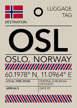 OSL Oslo, Norway Airport Luggage Tag