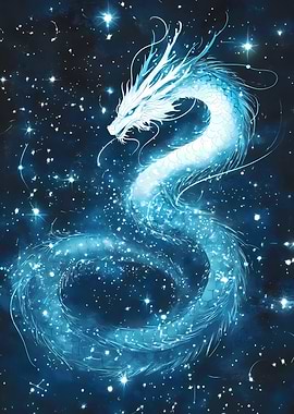 Celestial Dragon in Starry Night