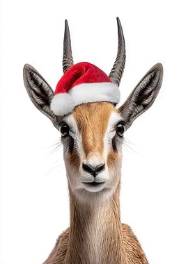 Christmas Gazelle with Santa Hat