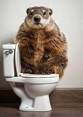 Groundhog on Toilet