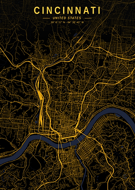 Cincinnati Golden City Map