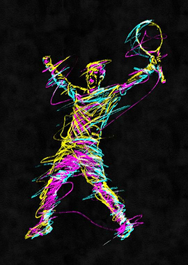 Tennis Player Celebration Abstract Art