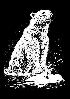 Monochrome Polar Bear Illustration