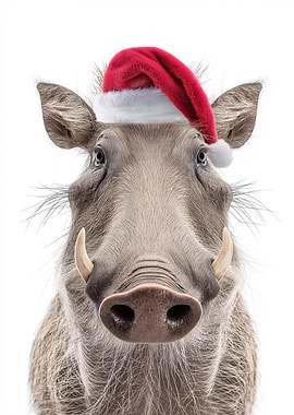 Christmas Warthog with Santa Hat