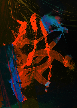 Abstract Red and Blue Strokes on Black