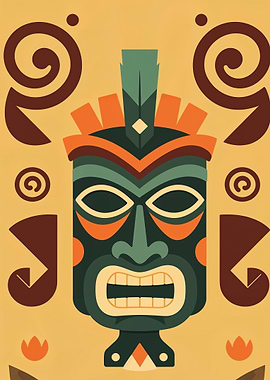 Colorful Tiki Mask Illustration