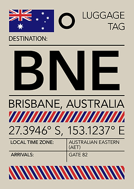 BNE Brisbane, Australia Airport Luggage Tag