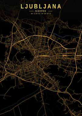 Ljubljana Golden City Map