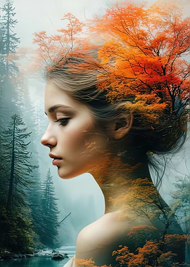 Autumn Woman Nature Portrait