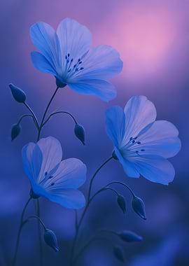 Blue Flax Flowers in Soft Light