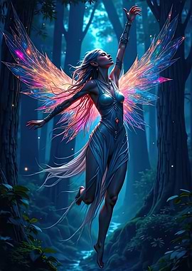 Enchanting Forest Fairy with Colorful Wings