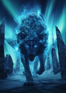 Mystical Blue Wolf