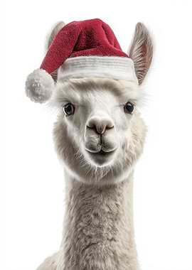 Christmas Alpaca with Santa Hat