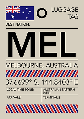 MEL Melbourne, Australia Airport Luggage Tag