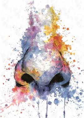 Watercolor Nose Anatomy Art