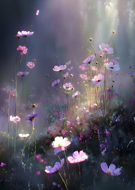 Dreamy Cosmos Flower Field
