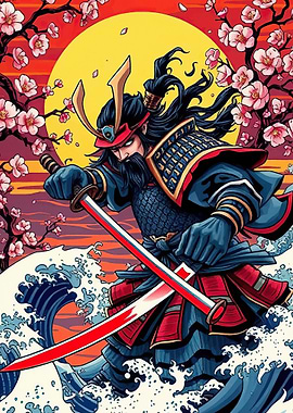 Samurai Warrior Cherry Blossoms