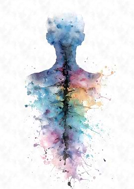 Watercolor Human Back Anatomy