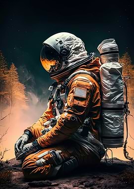 Lost Astronaut in Forest