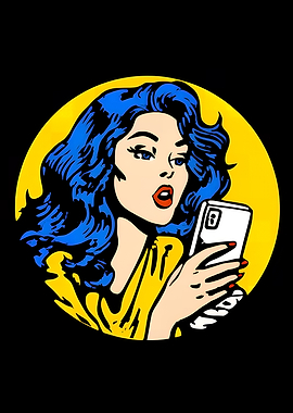 Pop Art Woman with Smartphone