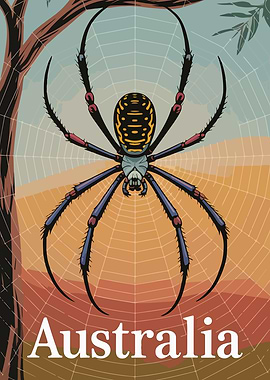 Australia Spider Web Travel Poster