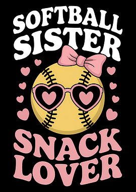 Softball Sister Snack Lover Design